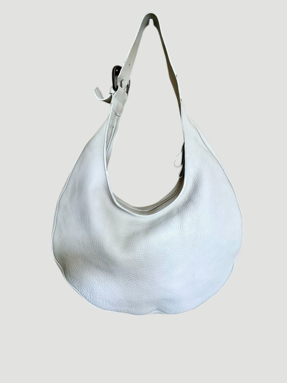 Donald J. Pliner White Leather Pebbled Hobo Shoulder Bag - Picture 2 of 13